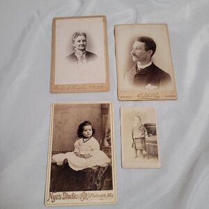 Vintage Cabinet Card Photo Lot of 4 Men Women Children